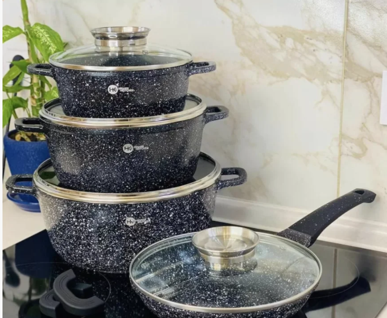 Набор кастрюль и сковорода Higher Kitchen HK-310 Набор посуды с гранитным антипригарным покрытием Германия, Коричневый
Набор кастрюль и сковорода Higher Kitchen HK-310 Набор посуды с гранитным антипригарным покрытием Германия, Коричневый