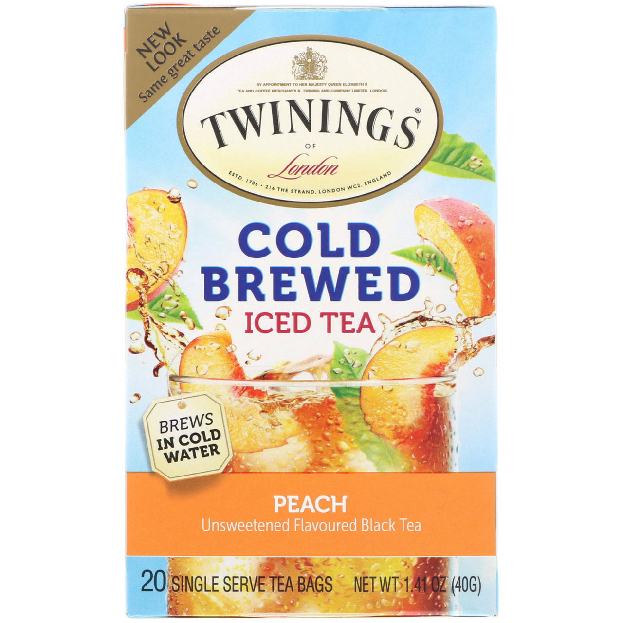 Twinings, Чай со вкусом персика для приготовления холодного чая, 20 пакетиков, 1.41 унций (40 г)
Twinings, Чай со вкусом персика для приготовления холодного чая, 20 пакетиков, 1.41 унций (40 г)