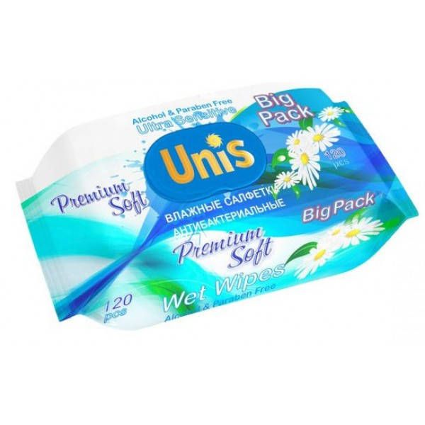 Влажные салфетки UNIS с пластиковой крышкой универсальные для всей семьи с экстрактом ромашки, 120 шт
Влажные салфетки UNIS с пластиковой крышкой универсальные для всей семьи с экстрактом ромашки, 120 шт
