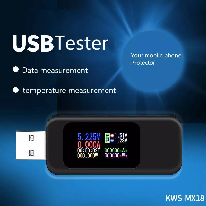 NEW! USB тестер KWS-MX18 4-30V 5.1A для проверки зарядок/кабелей/Power Bank. Черный
NEW! USB тестер KWS-MX18 4-30V 5.1A для проверки зарядок/кабелей/Power Bank. Черный