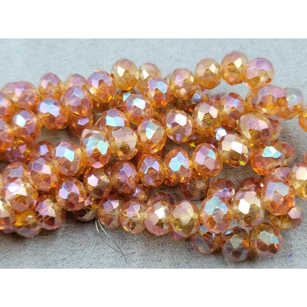 Бусины хрустальные (Рондель) 8х6мм пачка - примерно 70 шт, цвет - темное шампанское