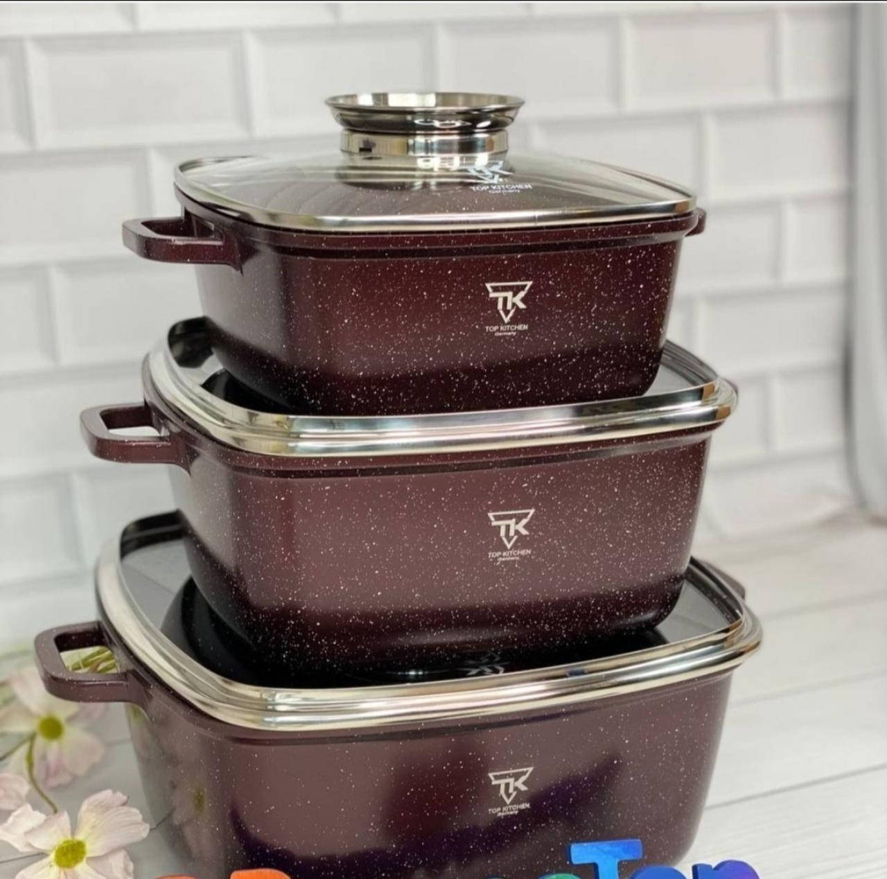Набор кухонной посуды Top Kitchen квадратные гранитные антипригарные казаны Германия Бордо SS, Бордовый
Набор кухонной посуды Top Kitchen квадратные гранитные антипригарные казаны Германия Бордо SS, Бордовый