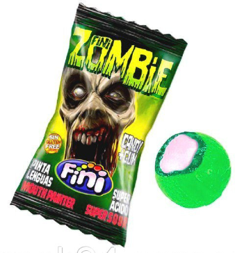Жевательная резинка Zombie, Испания - "Fini", 5 грамм - Фини Зомби, окрашивает язык в зеленый цвет
Жевательная резинка Zombie, Испания - "Fini", 5 грамм - Фини Зомби, окрашивает язык в зеленый цвет