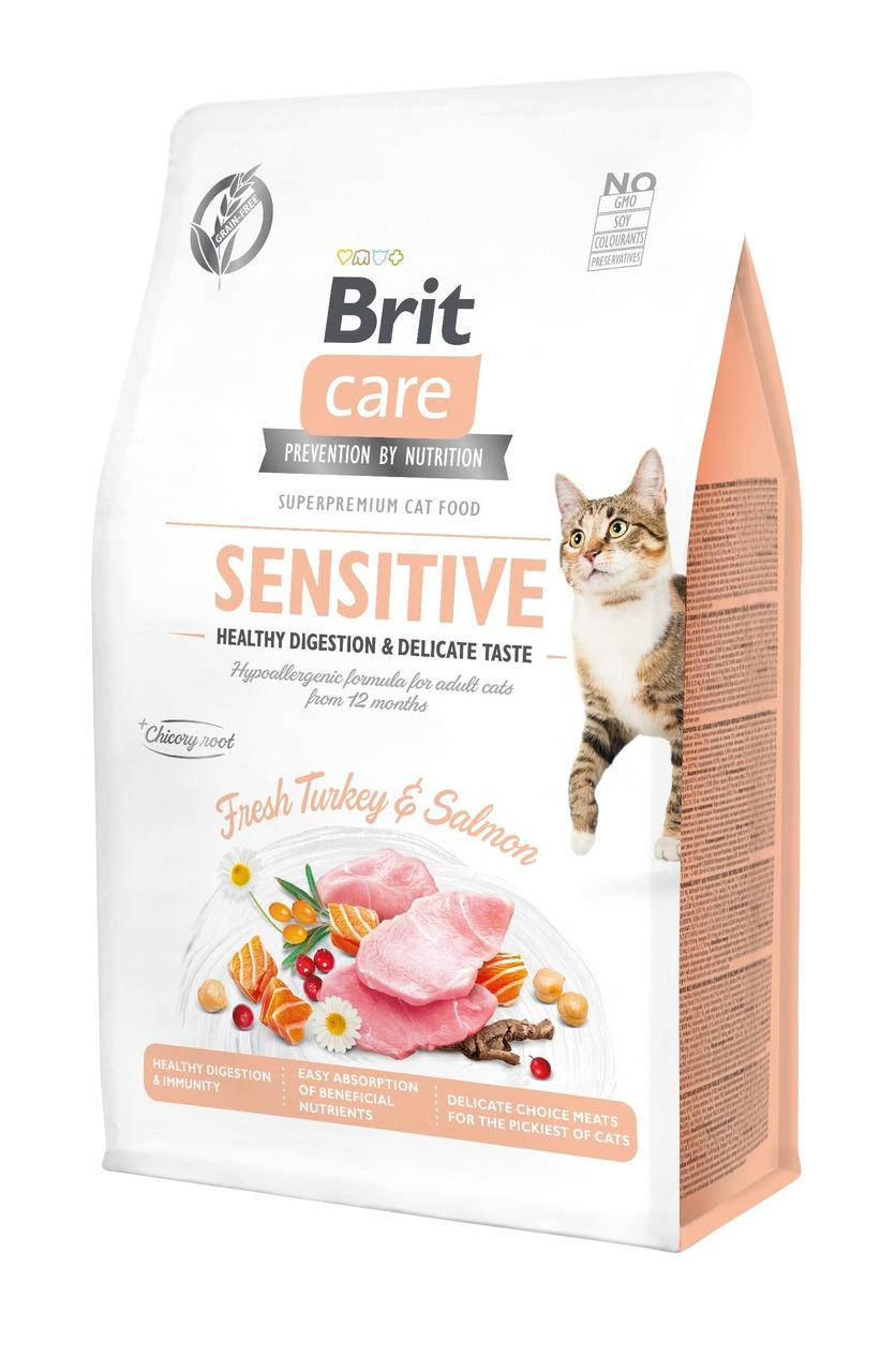 Brit Care Cat GF Sensitive HDigestion & Delicate Taste 0,4кг беззерновий з індичкою та лососем д/котів з
Brit Care Cat GF Sensitive HDigestion & Delicate Taste 0,4кг беззерновий з індичкою та лососем д/котів з