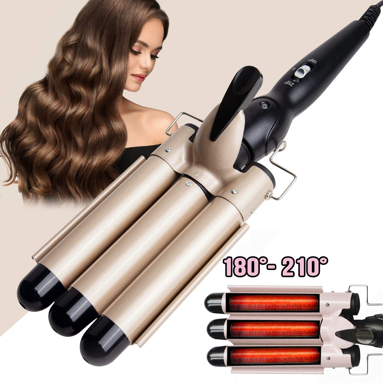Тройная плойка для завивки волос Wave Iron WIM-11 создание волнистой причёски,с керамическим покрытием 210°
Тройная плойка для завивки волос Wave Iron WIM-11 создание волнистой причёски,с керамическим покрытием 210°