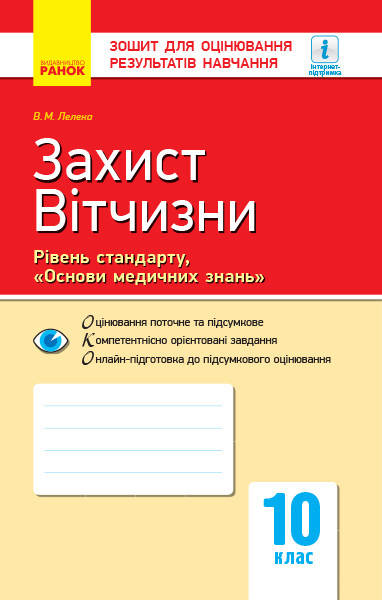 Контроль навч. досягнень. Захист Вітчизни 10 кл. "Основи медичних знань" Рівень стандарту (Укр) НОВА ПРОГРАМА
Контроль навч. досягнень. Захист Вітчизни 10 кл. "Основи медичних знань" Рівень стандарту (Укр) НОВА ПРОГРАМА