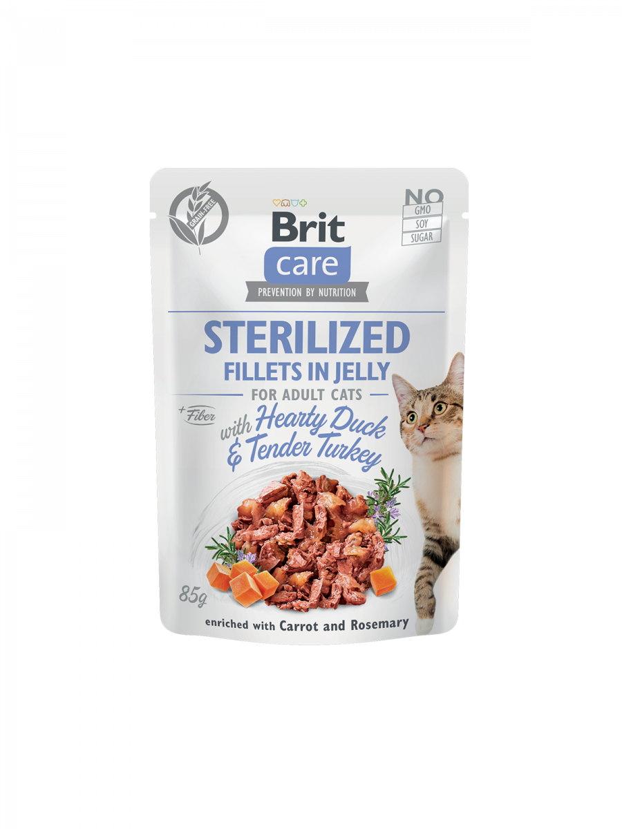 Влажный корм для стерилизованных кошек и котов Brit Care STERILIZED с уткой и индейкой в желе 85 г
Влажный корм для стерилизованных кошек и котов Brit Care STERILIZED с уткой и индейкой в желе 85 г