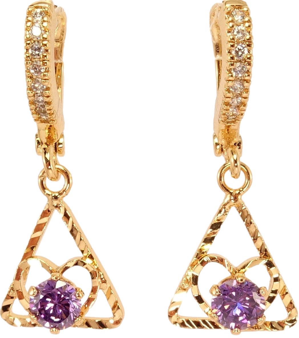 Серьги Xuping Позолота 18K подвески "Треугольники с сердечком и фиолетовым кристаллом"
Серьги Xuping Позолота 18K подвески "Треугольники с сердечком и фиолетовым кристаллом"