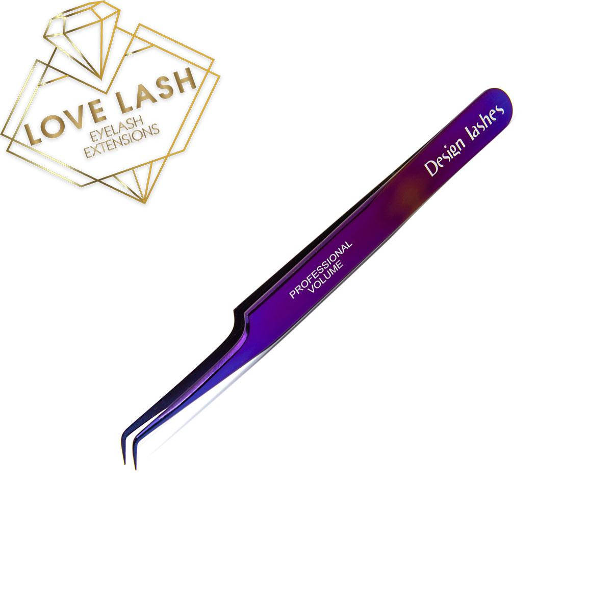 Пинцет Design Lashes L 6мм (purple)