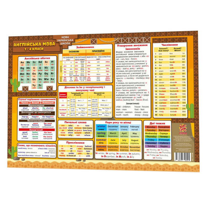 Обучающий коврик Английский язык 1-4 134168 А3, Разные цвета 
Обучающий коврик Английский язык 1-4 134168 А3, Разные цвета