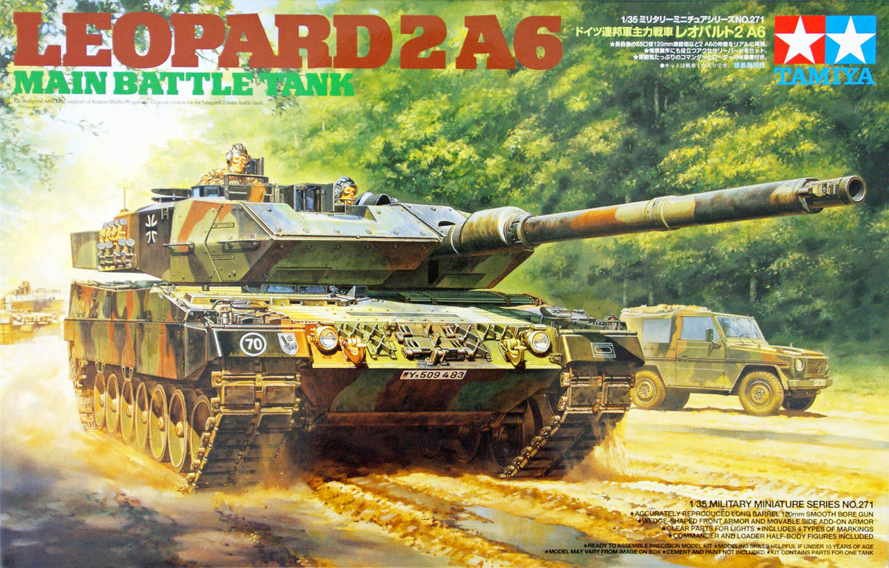Сборная масштабная модель танка German Leopard 2A6 Main Battle Tank 1/35 от компании Tamiya 35271
Сборная масштабная модель танка German Leopard 2A6 Main Battle Tank 1/35 от компании Tamiya 35271