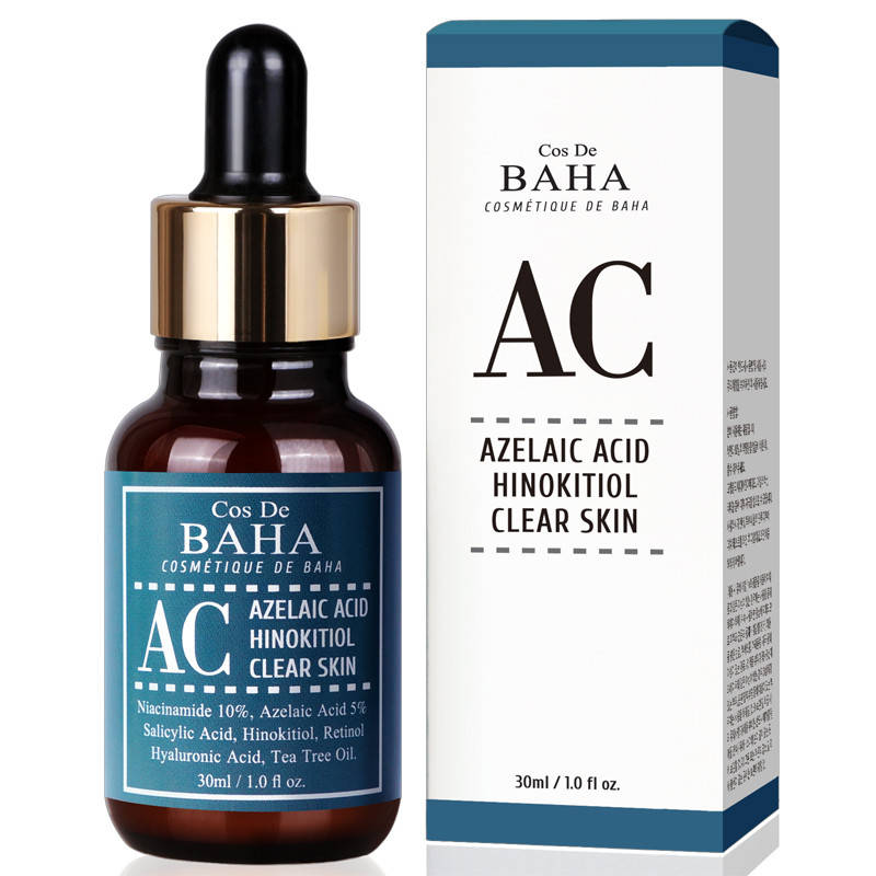 Сыворотка против акне с 10% ниацинамидом и 5% азелаиновой кислотой Cos De BAHA Azelaic Hinokitiol Clear Serum
Сыворотка против акне с 10% ниацинамидом и 5% азелаиновой кислотой Cos De BAHA Azelaic Hinokitiol Clear Serum