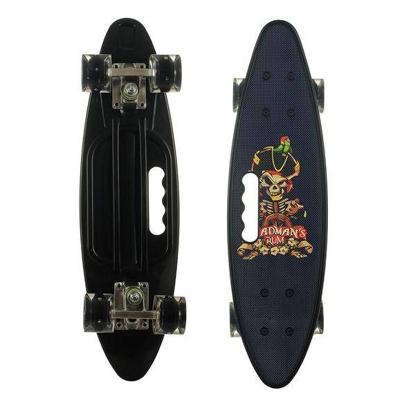 Пенниборд с ручкой Pirat со светящимися колёсами и концевым загибом (черный) 
Пенниборд с ручкой Pirat со светящимися колёсами и концевым загибом (черный)