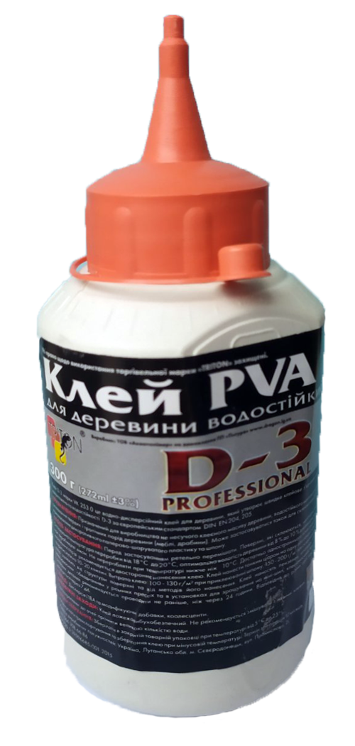 Клей ПВА водостійкий, 300 г (-D3-)
Клей ПВА водостійкий, 300 г (-D3-)