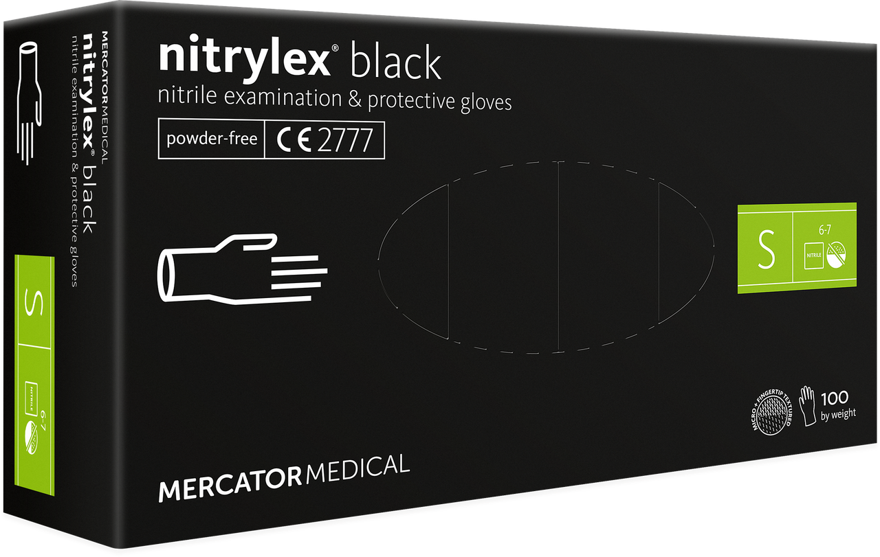 Нитриловые перчатки Mercator Medical Nitrylex black, (6-7), черные, 100 шт, Черный
Нитриловые перчатки Mercator Medical Nitrylex black, (6-7), черные, 100 шт, Черный