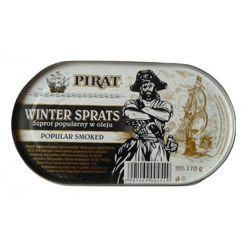 Шпроты в масле Pirat Winter Sprats, 170г ж/б
Шпроты в масле Pirat Winter Sprats, 170г ж/б