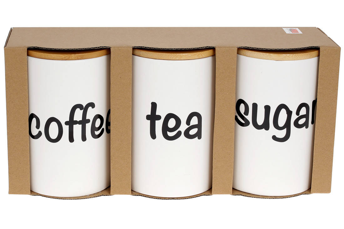 Набор (3шт.) керамических банок 650 мл с бамбуковыми крышками Sugar, Tea, Coffee, цвет - белый
Набор (3шт.) керамических банок 650 мл с бамбуковыми крышками Sugar, Tea, Coffee, цвет - белый