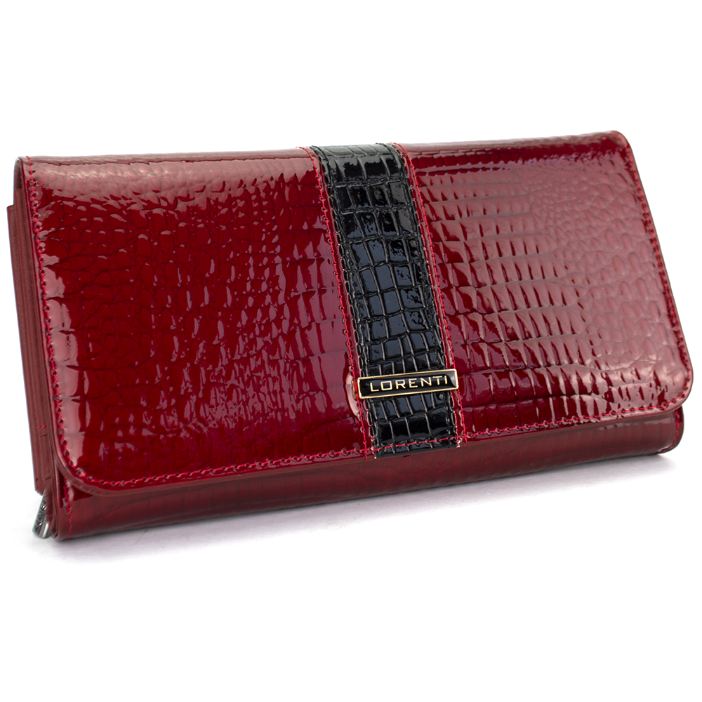 Женский кожаный лаковый кошелек LORENTI 1077-RS Red, Красный