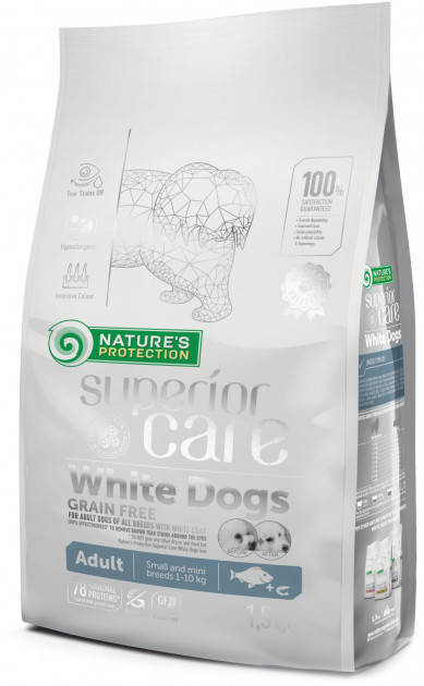 Natures Protection GRAIN FREE WHITE DOGS ADULT FISH корм для взрослых собак маленьких пород с белой шерстью
Natures Protection GRAIN FREE WHITE DOGS ADULT FISH корм для взрослых собак маленьких пород с белой шерстью