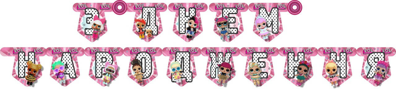 Гирлянда Куклы Лол З днем народження розовая (укр.) 
Гирлянда Куклы Лол З днем народження розовая (укр.)