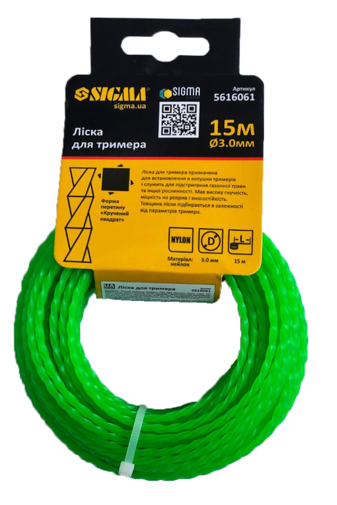 Жилка для триммера 3,0 мм*15 м кручена
Жилка для триммера 3,0 мм*15 м кручена