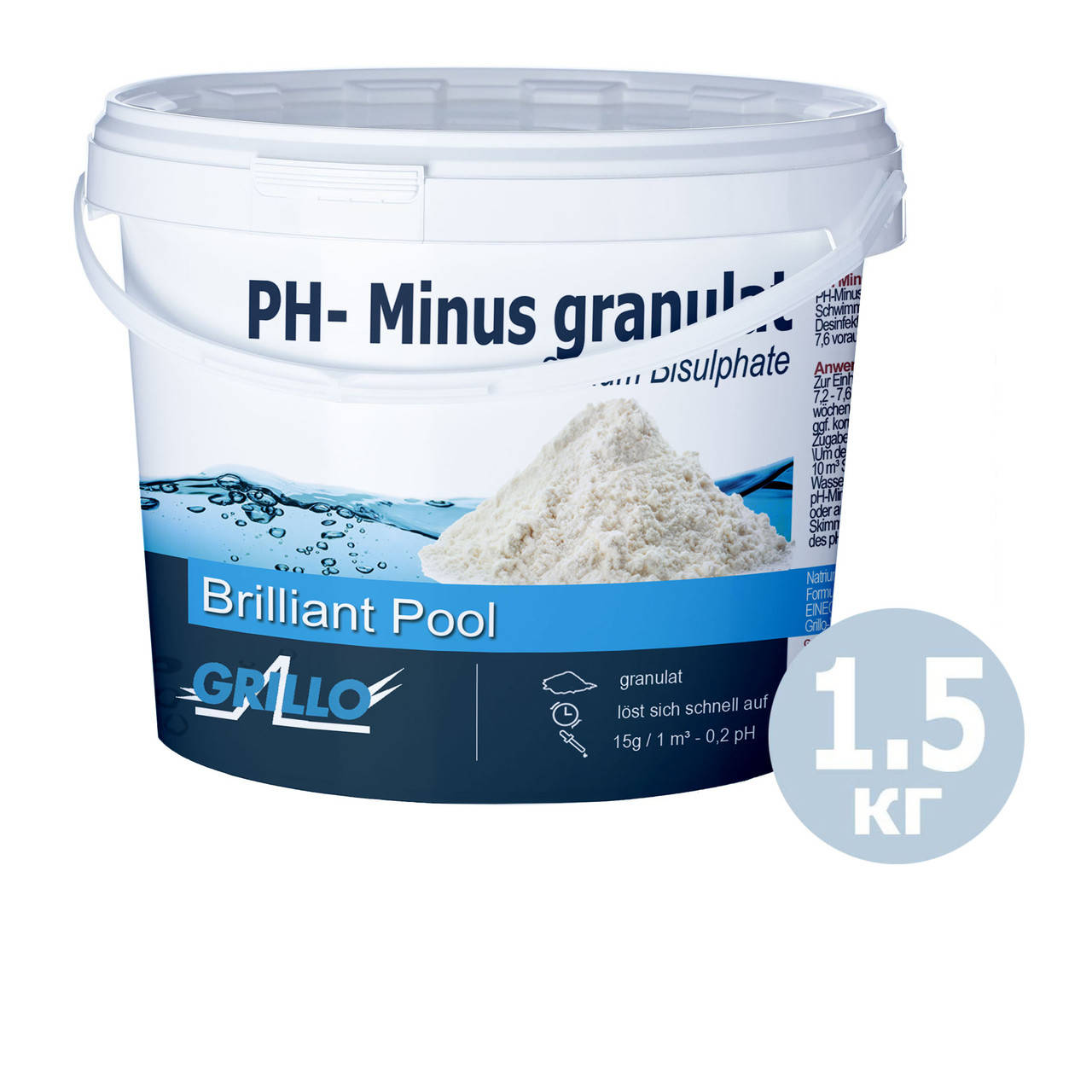 PH- минус для бассейна Grillo 80014. Средство для понижения уровня pH (Германия) 1,5 кг ОРИГИНАЛ - 100%
PH- минус для бассейна Grillo 80014. Средство для понижения уровня pH (Германия) 1,5 кг ОРИГИНАЛ - 100%
