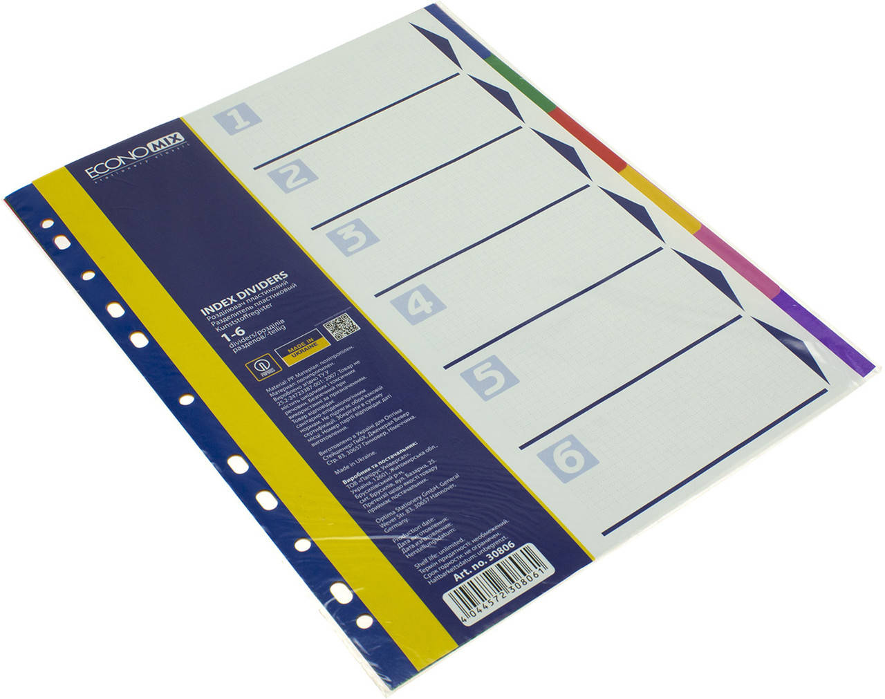 Розділювач сторінок "Economix" №E30806 A4 пластик. 6розділів кольор.
Розділювач сторінок "Economix" №E30806 A4 пластик. 6розділів кольор.