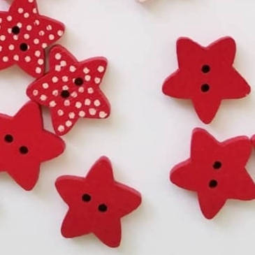 Деревянная пуговица звёзда красная 15 мм, Красный 
Деревянная пуговица звёзда красная 15 мм, Красный