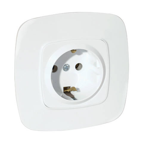 Розетка одинарная с заземлением белая ELA 
Розетка одинарная с заземлением белая ELA