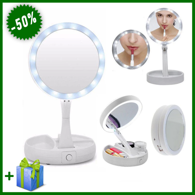 Складное зеркало для макияжа с Led подсветкой My Fold Away Mirror, круглое увеличительное зеркало 10x, Белый
Складное зеркало для макияжа с Led подсветкой My Fold Away Mirror, круглое увеличительное зеркало 10x, Белый