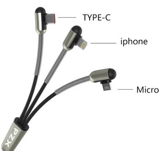Кабель PZX V-111 3 in 1 Micro / Iphone / Type-C, 32.1A, Metal, длина 1.2м, угловой, BOX (02279), Серый
Кабель PZX V-111 3 in 1 Micro / Iphone / Type-C, 32.1A, Metal, длина 1.2м, угловой, BOX (02279), Серый