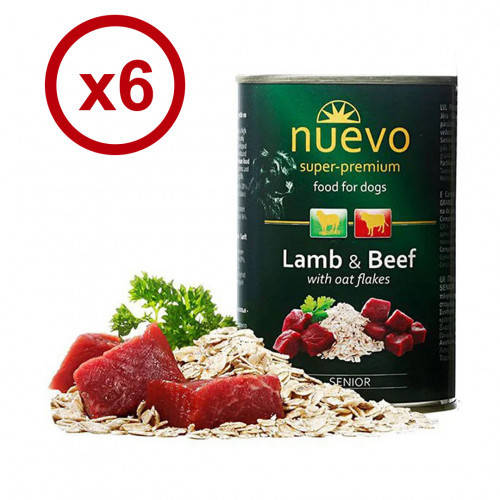 Nuevo Dog Senior 400г *6 шт с ягненком, говядиной и овсянкой
Nuevo Dog Senior 400г *6 шт с ягненком, говядиной и овсянкой