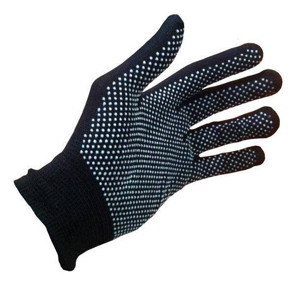 Перчатки стрейчевые с мелкой ПВХ-точкой, черные (12пар/уп), Черный 
Перчатки стрейчевые с мелкой ПВХ-точкой, черные (12пар/уп), Черный