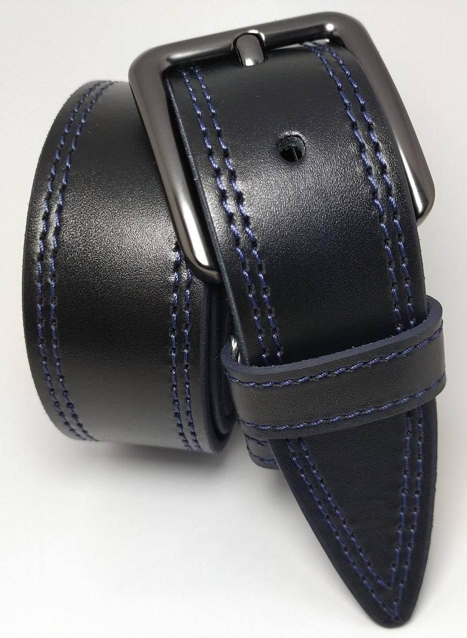 Ремень кожаный джинсовый с цветной строчкой. Арт: RMJKGD0006-40, Черный 
Ремень кожаный джинсовый с цветной строчкой. Арт: RMJKGD0006-40, Черный