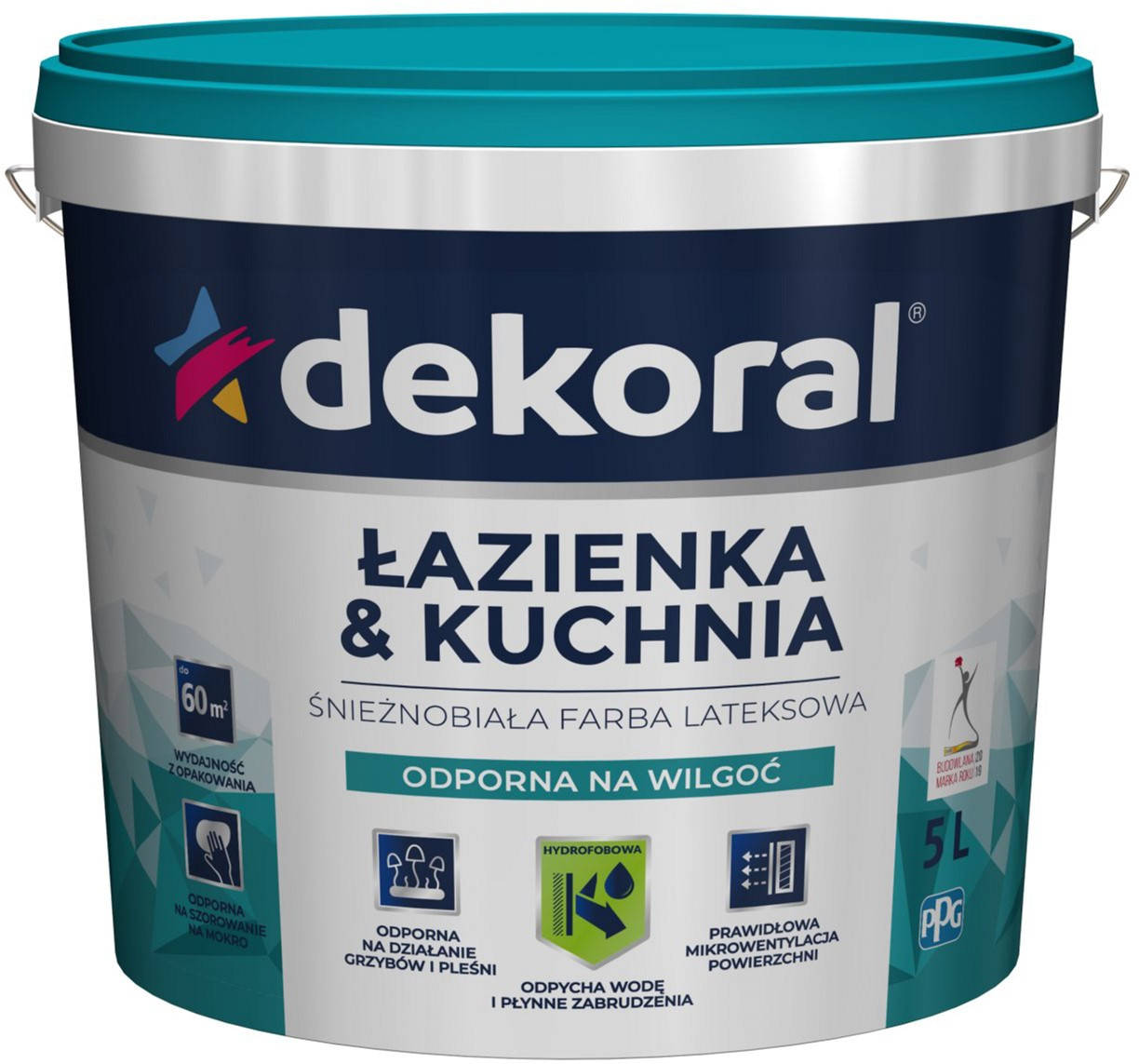 Краска латексная влагостойкая для ванных комнат и кухонь Dekoral Maleinak Plus 5л, Белый
Краска латексная влагостойкая для ванных комнат и кухонь Dekoral Maleinak Plus 5л, Белый