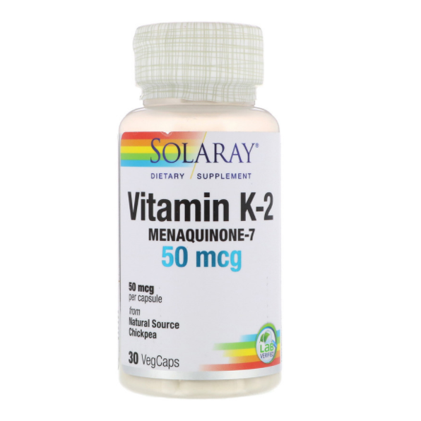 Витамин К2 Менахинон-7, Vitamin K-2, Solaray, 50 мкг, 30 капсул 
Витамин К2 Менахинон-7, Vitamin K-2, Solaray, 50 мкг, 30 капсул