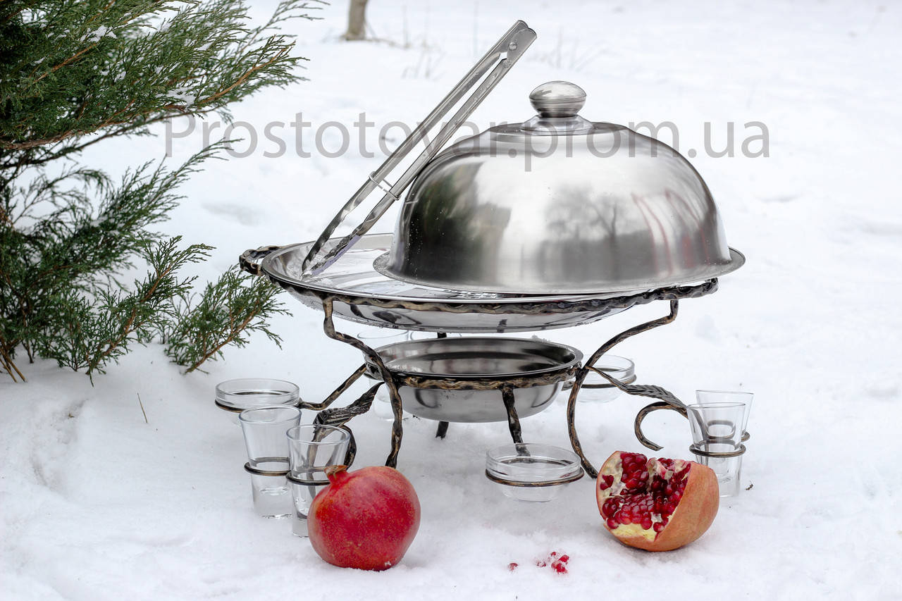 Садж. Садж 36 см. глубокий поднос + соусницы + рюмки + щипцы. Подставка для подогрева шашлыка.
Садж. Садж 36 см. глубокий поднос + соусницы + рюмки + щипцы. Подставка для подогрева шашлыка.