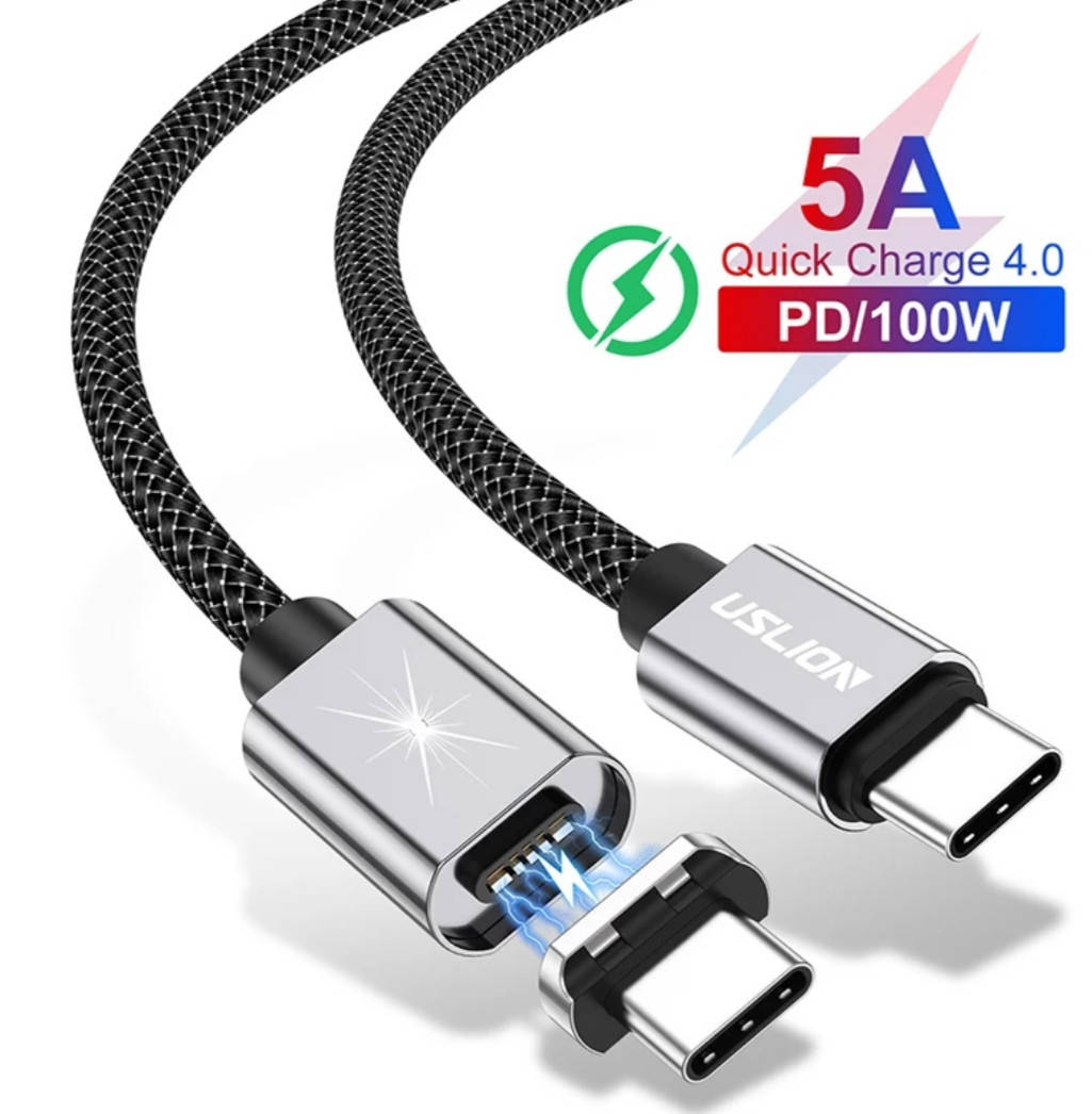 Кабель для телефона с быстрой зарядкой и передачей данных магнитный PD100W type C - type С., Черный
Кабель для телефона с быстрой зарядкой и передачей данных магнитный PD100W type C - type С., Черный