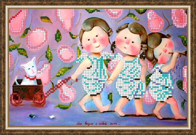 Вышивка бисером, Канва схемы картины детская вышивка Мы везем с собой кота
Вышивка бисером, Канва схемы картины детская вышивка Мы везем с собой кота
