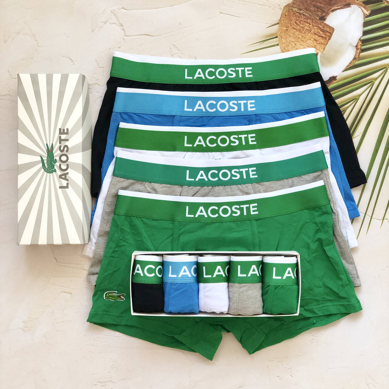 Набор мужских трусов Lacoste 5 штук, классические боксеры, Лакост, Боксёры, Реплика! Л, Разные цвета
Набор мужских трусов Lacoste 5 штук, классические боксеры, Лакост, Боксёры, Реплика! Л, Разные цвета