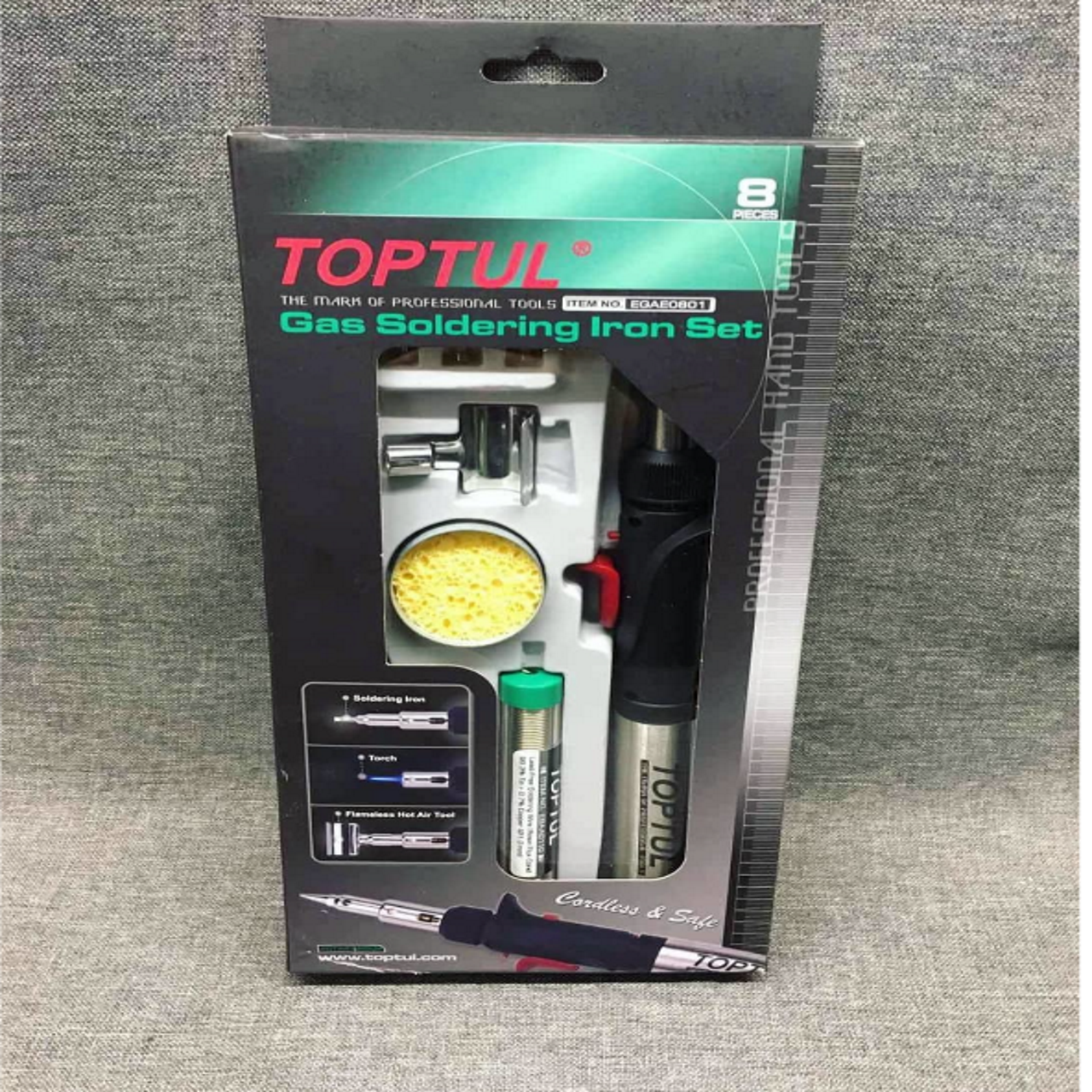 Паяльник газовый 150W с комплектом насадок 8ед. для пайки, плавки, резки, удаления краски TOPTUL EGAE0801
Паяльник газовый 150W с комплектом насадок 8ед. для пайки, плавки, резки, удаления краски TOPTUL EGAE0801