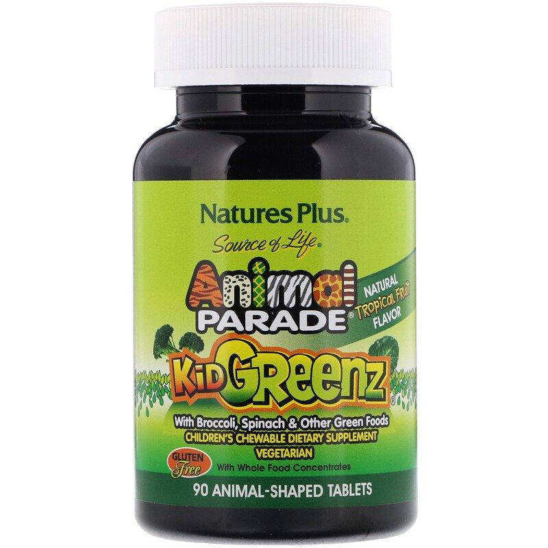 Nature's Plus, Source of Life, Animal Parade, Kid Greenz, вкус натуральных тропических фруктов, 90 животных
Nature's Plus, Source of Life, Animal Parade, Kid Greenz, вкус натуральных тропических фруктов, 90 животных