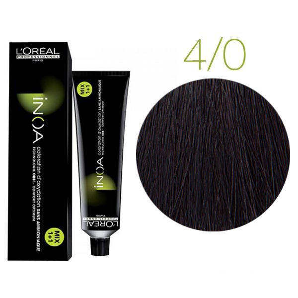 Крем-краска для волос L'Oreal Professionnel INOA 4/0 Интенсивный темный каштан 60 мл (4682Gu)
Крем-краска для волос L'Oreal Professionnel INOA 4/0 Интенсивный темный каштан 60 мл (4682Gu)