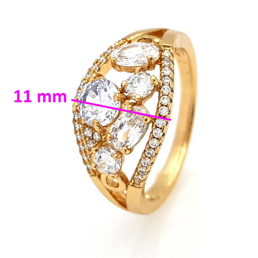 Кольцо позолоченное, Классика с камнями, p. 17, р. 18 Xuping, 18К 
Кольцо позолоченное, Классика с камнями, p. 17, р. 18 Xuping, 18К