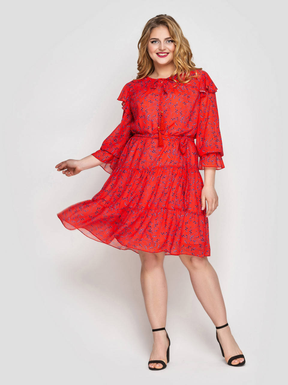 Красное игривое платье из креп-шифона с хлопковой подкладкой, размер от 50 до 58 
Красное игривое платье из креп-шифона с хлопковой подкладкой, размер от 50 до 58