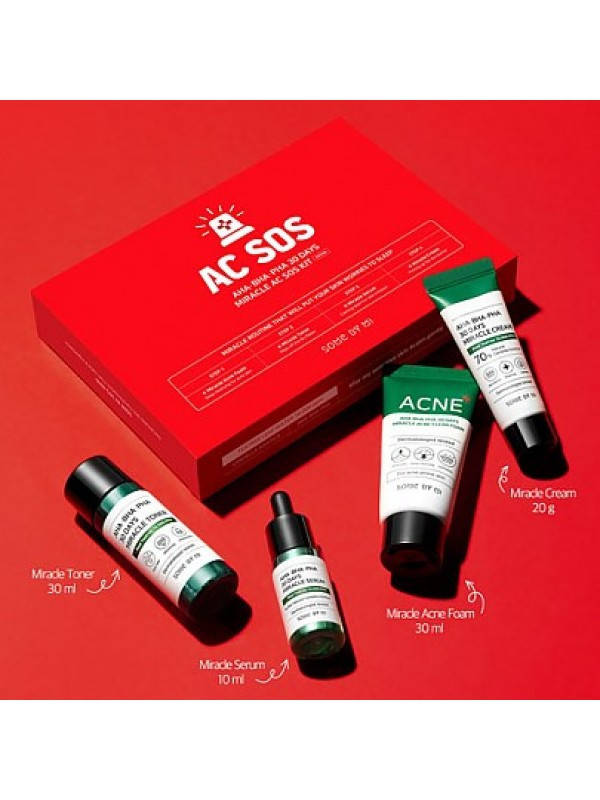 Набор миниатюр кислотных средств для проблемной кожи SOME BY MI AHA-BHA-PHA 30 Days Miracle AC SOS Kit
Набор миниатюр кислотных средств для проблемной кожи SOME BY MI AHA-BHA-PHA 30 Days Miracle AC SOS Kit