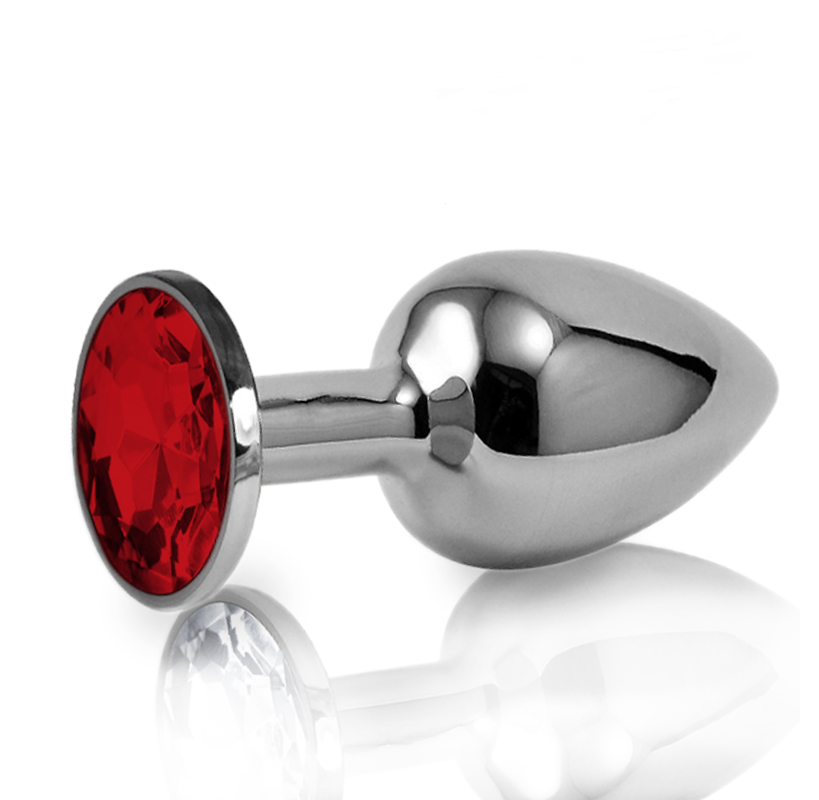 Анальная втулка Джага-Джага силиконовая, красная с красным кристаллом 517-04 RED-DD - Джага-Джага - Анальные пробки со стразами - Купить