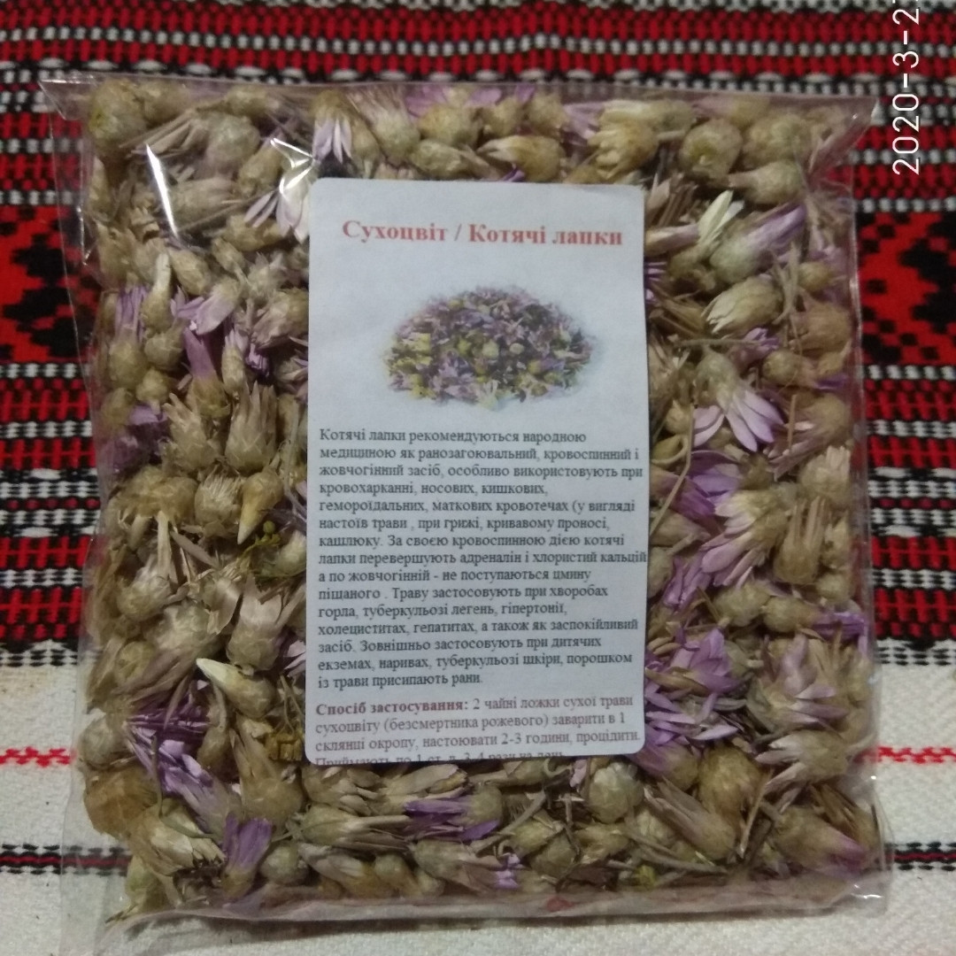 Трава сухоцвет кошачьи лапки