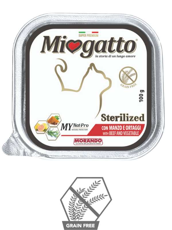 Беззерновые консервы для стерилизованных кошек Morando MioGatto Sterilised, с говядиной и овощами 100 g
Беззерновые консервы для стерилизованных кошек Morando MioGatto Sterilised, с говядиной и овощами 100 g