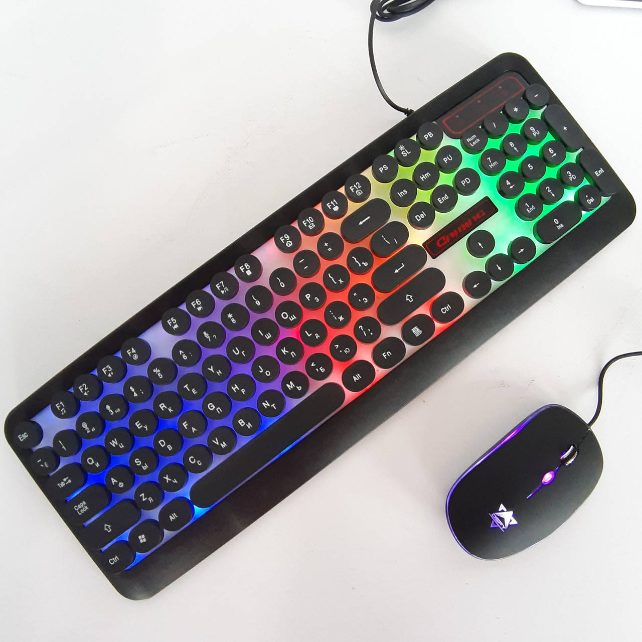 Игровой комплект UKC HK-3970 USB проводная компьютерная клавиатура и мышь с динамической RGB подсветкой, Черный
Игровой комплект UKC HK-3970 USB проводная компьютерная клавиатура и мышь с динамической RGB подсветкой, Черный